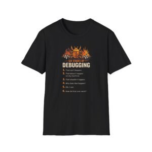 six stages of debugging graphic tee